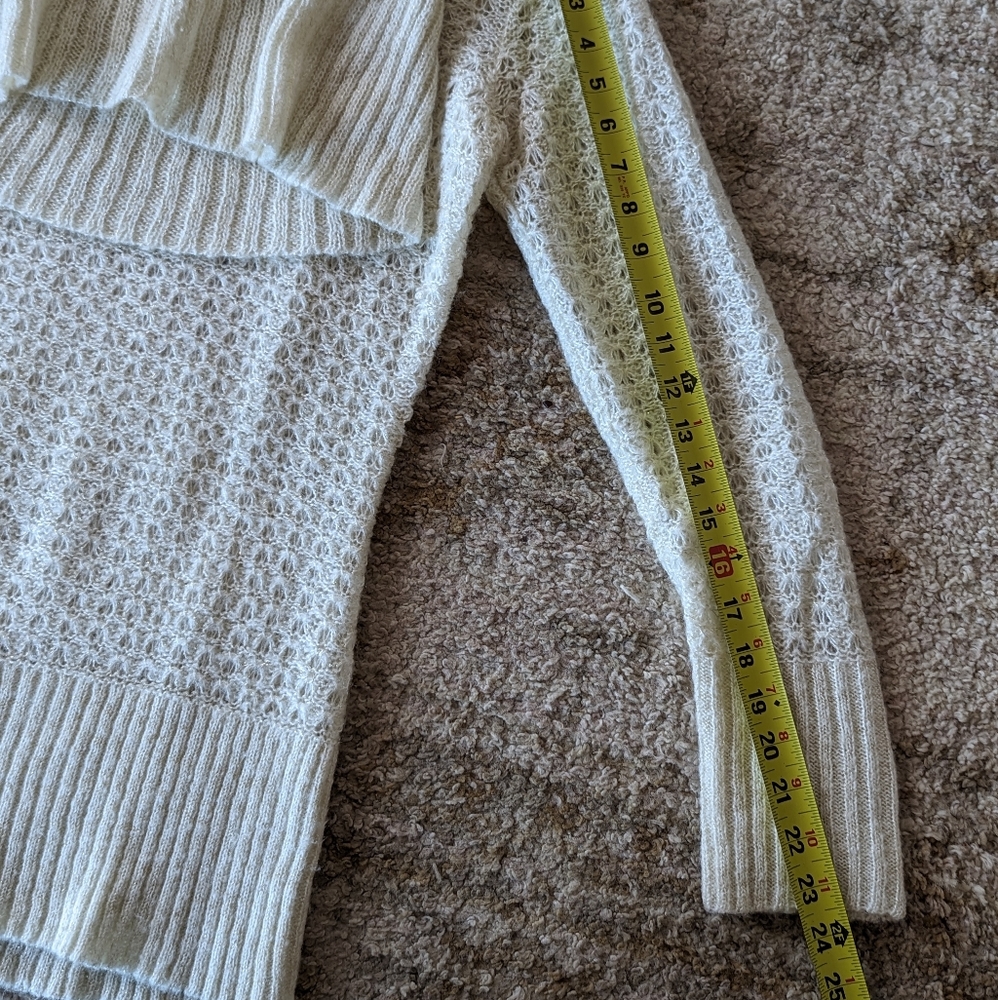 Apt. 9 White Ivory Metallic Open Knit Cowl Neck Sweater Women's Size Small - Picture 6 of 8